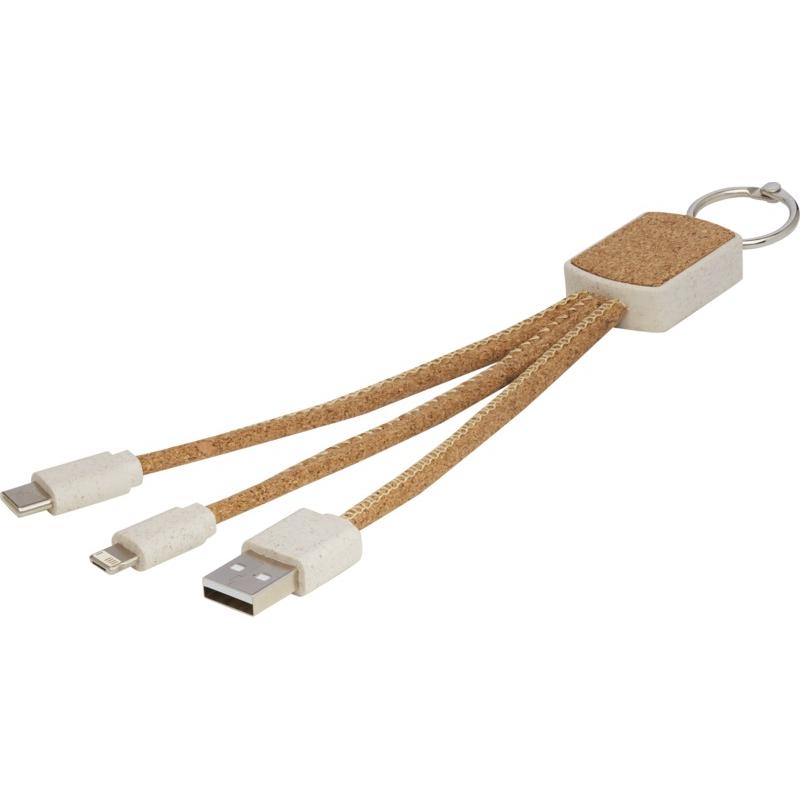 Image of Bates wheat straw and cork 3-in-1 charging cable
